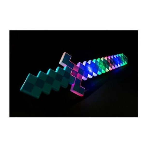 3PCs MineCraft light up pixel Sword Diamond LED Flashing Lights and FX Sound